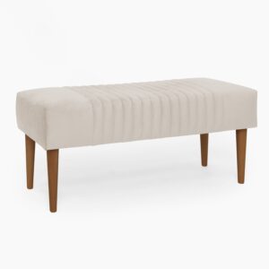 Banqueta Ribs en color Beige con patas en acabado Nogal