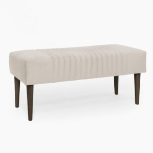 Banqueta Ribs en color Beige con patas en acabado Wengué, vista 1