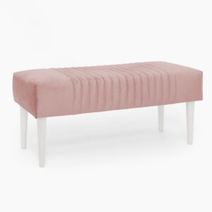 Banqueta Ribs en color Rosa Palo con patas en acabado Blanca
