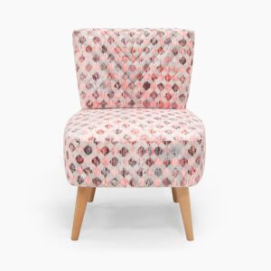 Butaca Etnic en color Rombos Rosa con patas en acabado Natural, vista 1