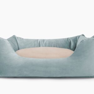 Cama para mascotas en color Agua con cojín Beige sin bordado