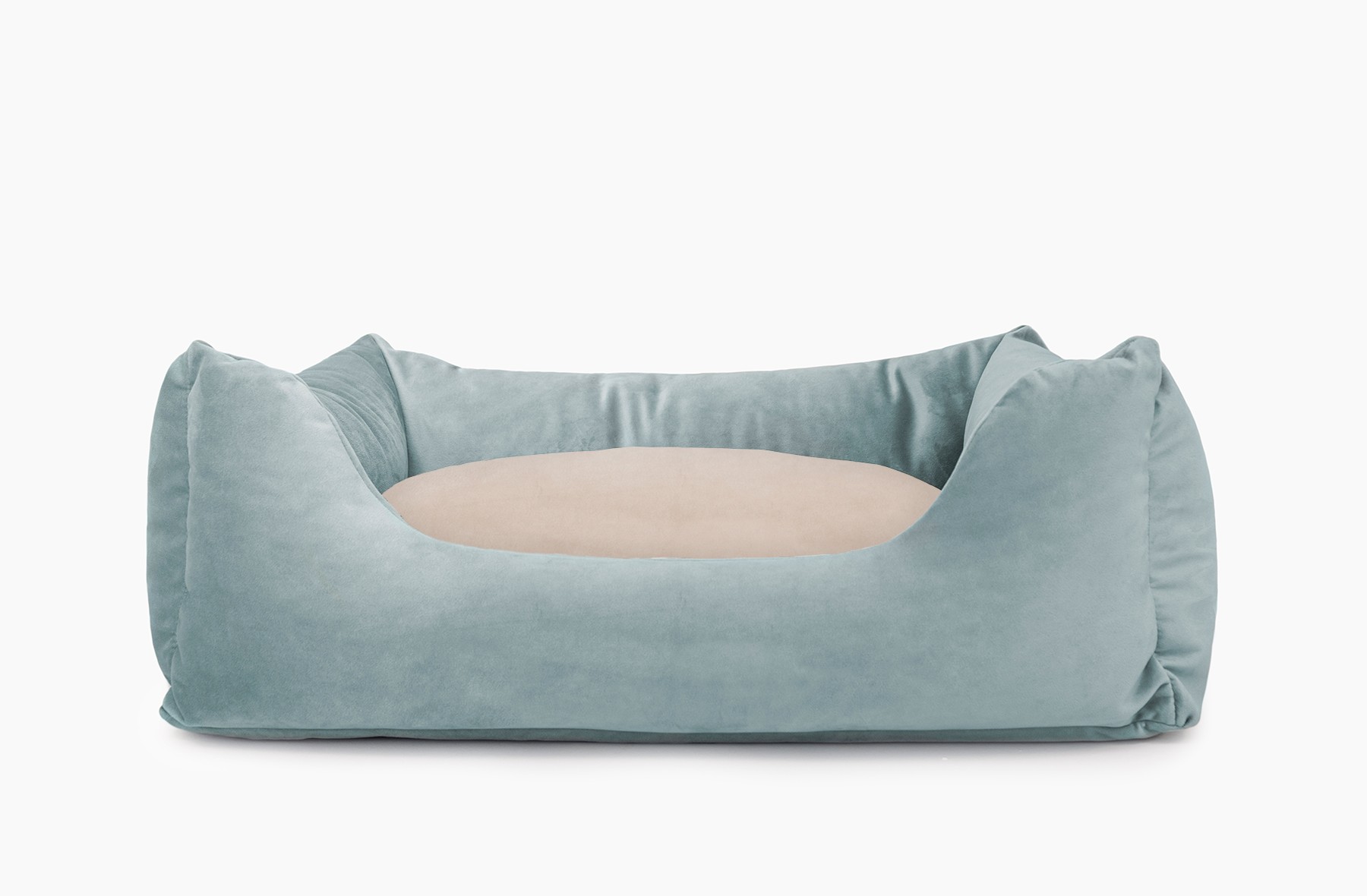 Cama para mascotas en color Agua con cojín Beige sin bordado