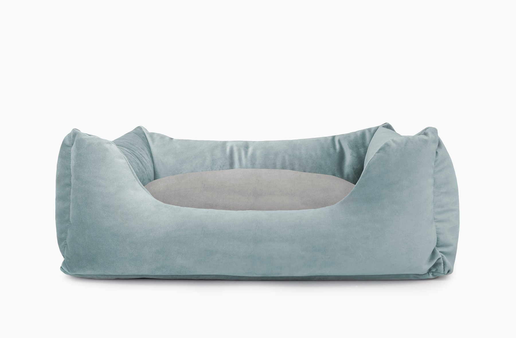 Cama para mascotas en color Agua con cojín Gris sin bordado