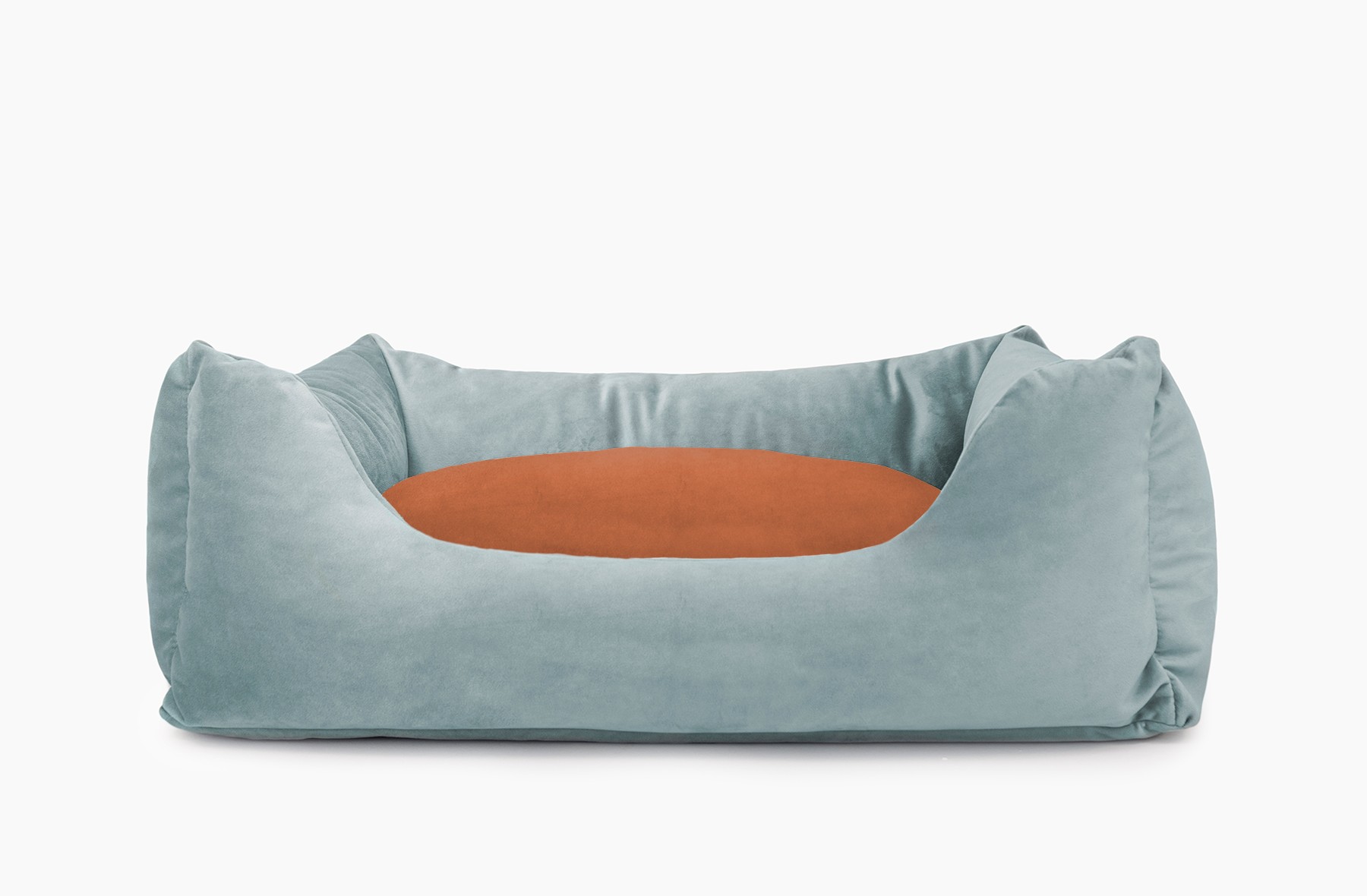 Cama para mascotas en color Agua con cojín Teja sin bordado