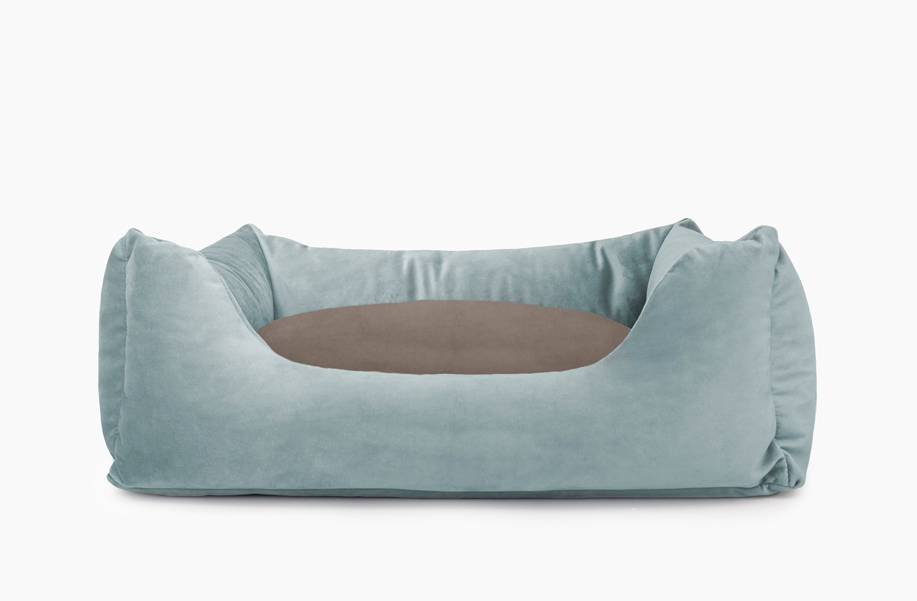 Cama para mascotas en color Agua con cojín Visón sin bordado