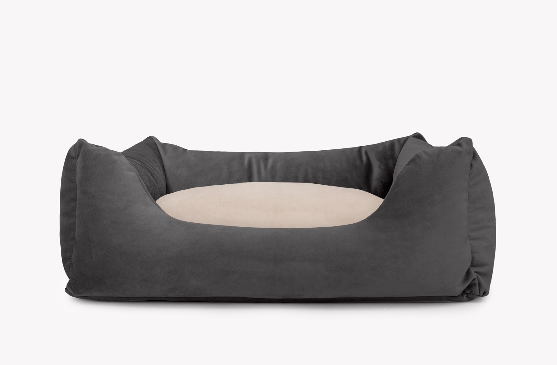 Cama para mascotas en color Antracita con cojín Beige sin bordado