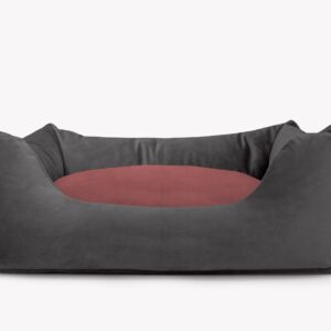 Cama para mascotas en color Antracita con cojín Vino sin bordado