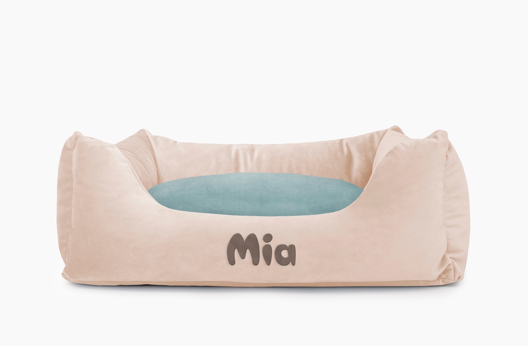 Cama para mascotas en color Beige con cojín Agua con bordado