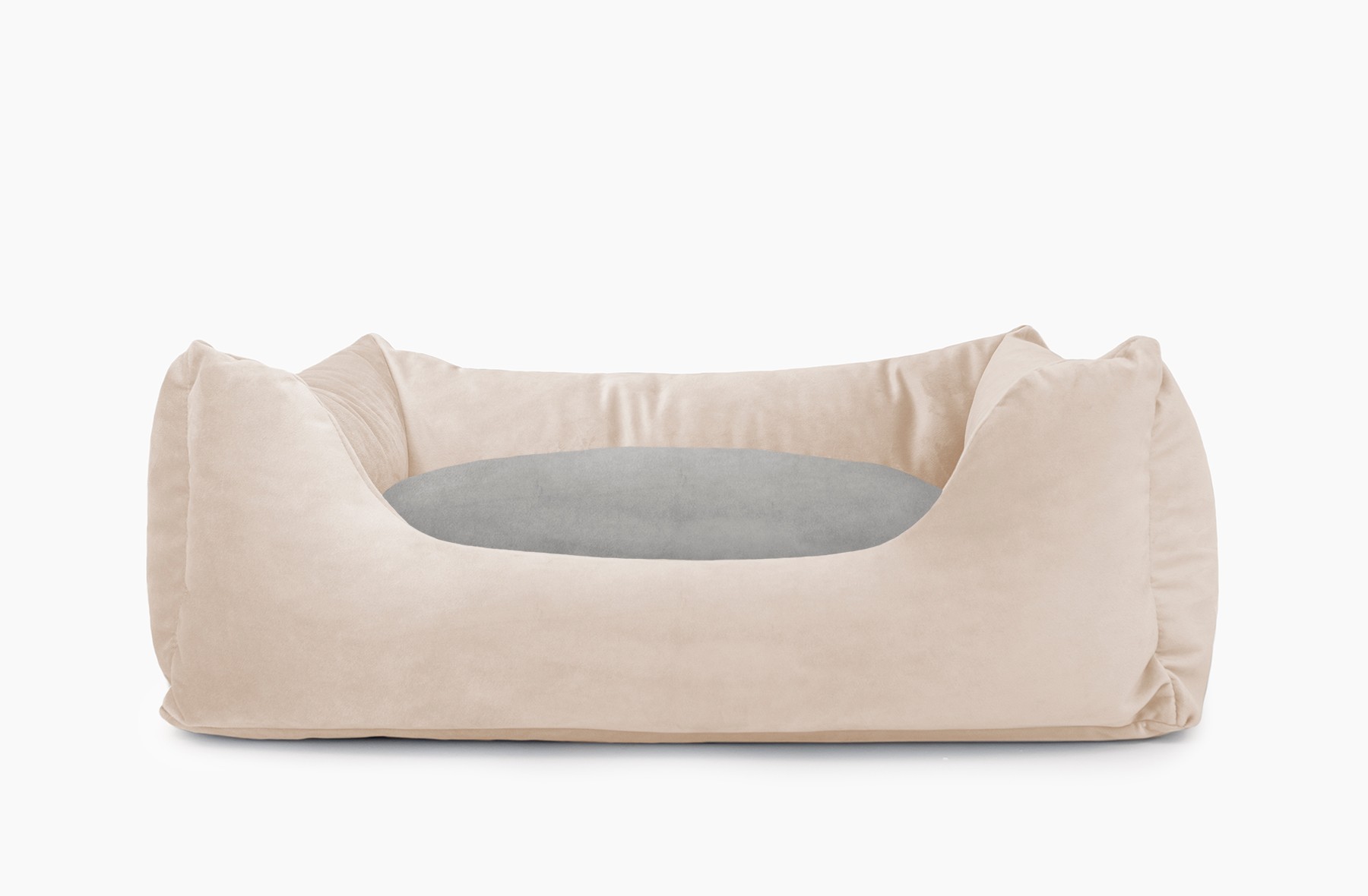 Cama para mascotas en color Beige con cojín Gris sin bordado