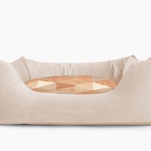 Cama para mascotas en color Beige con cojín Triángulos Teja sin bordado