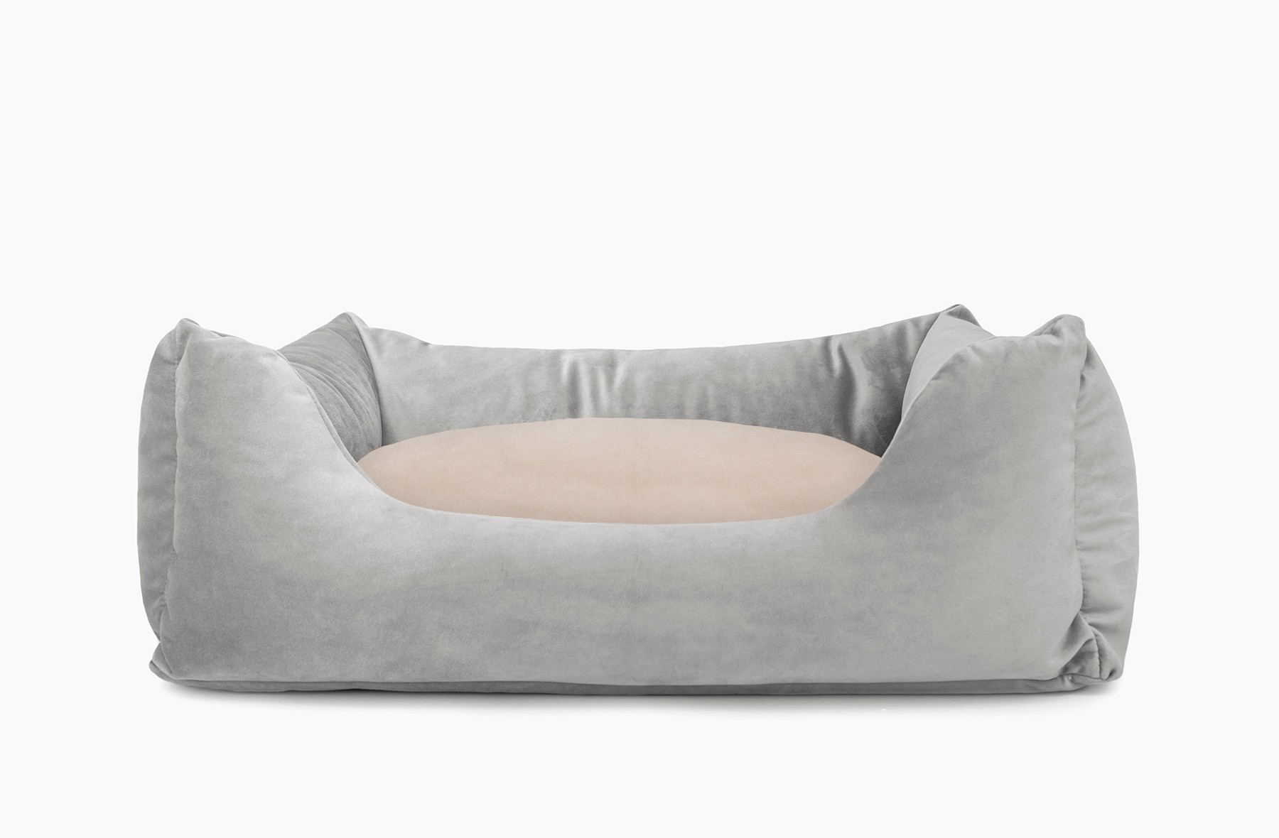 Cama para mascotas en color Gris con cojín Beige sin bordado