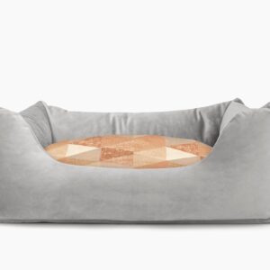 Cama para mascotas en color Gris con cojín Triángulos Teja sin bordado