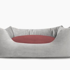 Cama para mascotas en color Gris con cojín Vino sin bordado