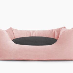 Cama para mascotas en color Rosa Palo con cojín Antracita sin bordado