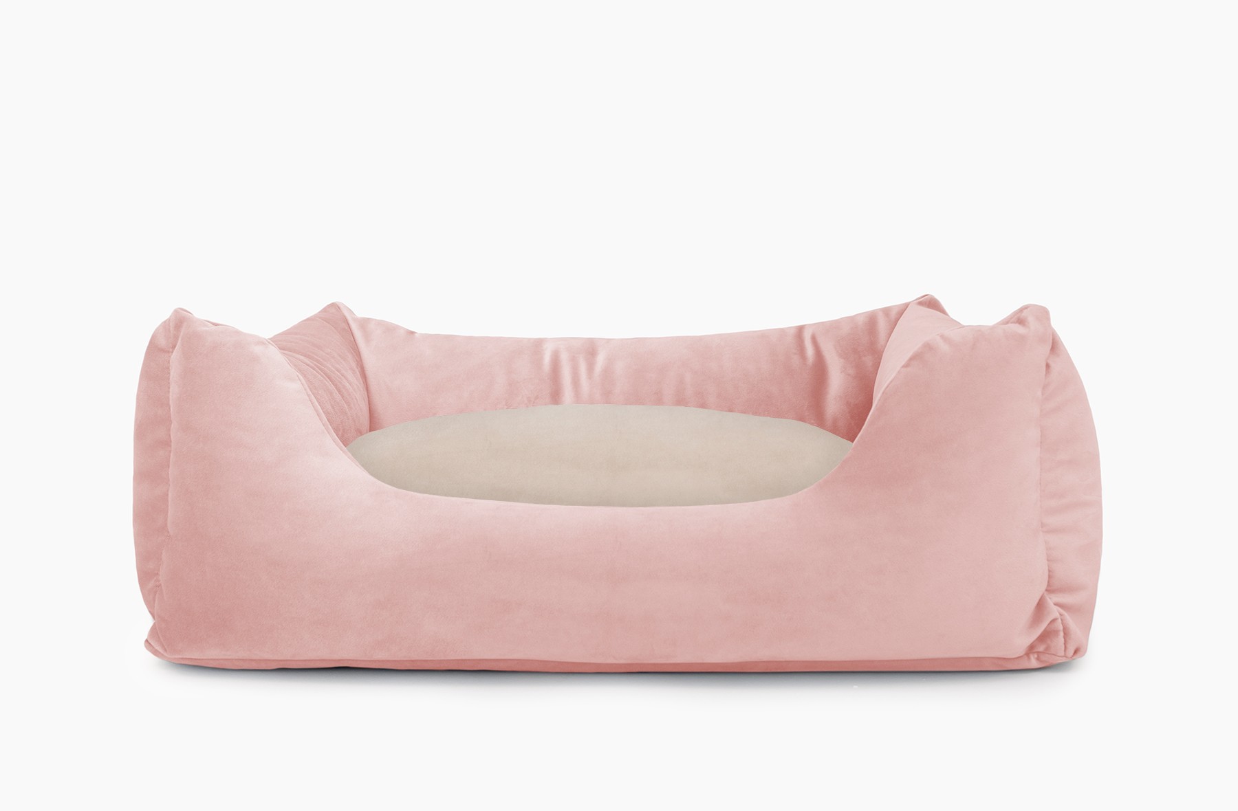 Cama para mascotas en color Rosa Palo con cojín Beige sin bordado