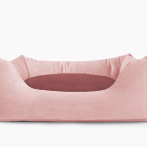 Cama para mascotas en color Rosa Palo con cojín Vino sin bordado