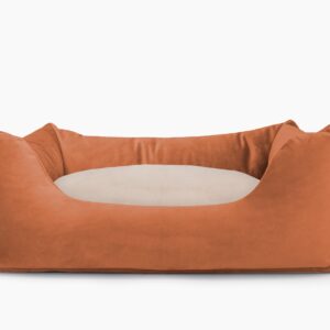 Cama para mascotas en color Teja con cojín Beige sin bordado