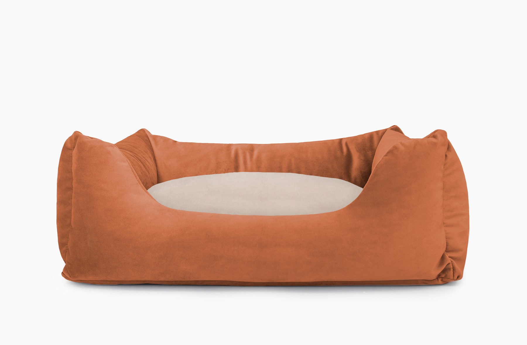 Cama para mascotas en color Teja con cojín Beige sin bordado