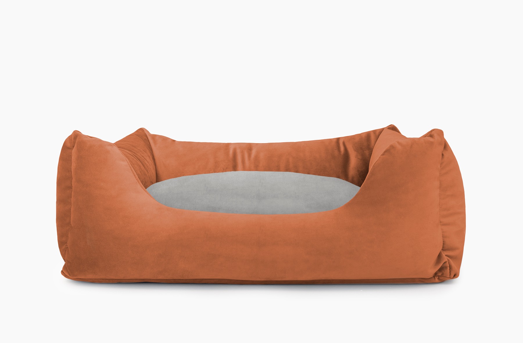Cama para mascotas en color Teja con cojín Gris sin bordado