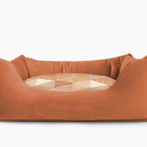 Cama para mascotas en color Teja con cojín Triángulos Teja sin bordado
