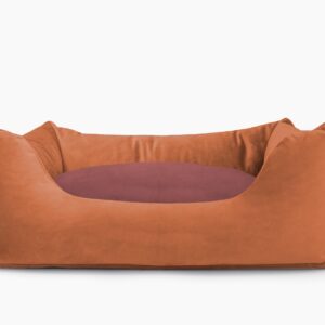 Cama para mascotas en color Teja con cojín Vino sin bordado