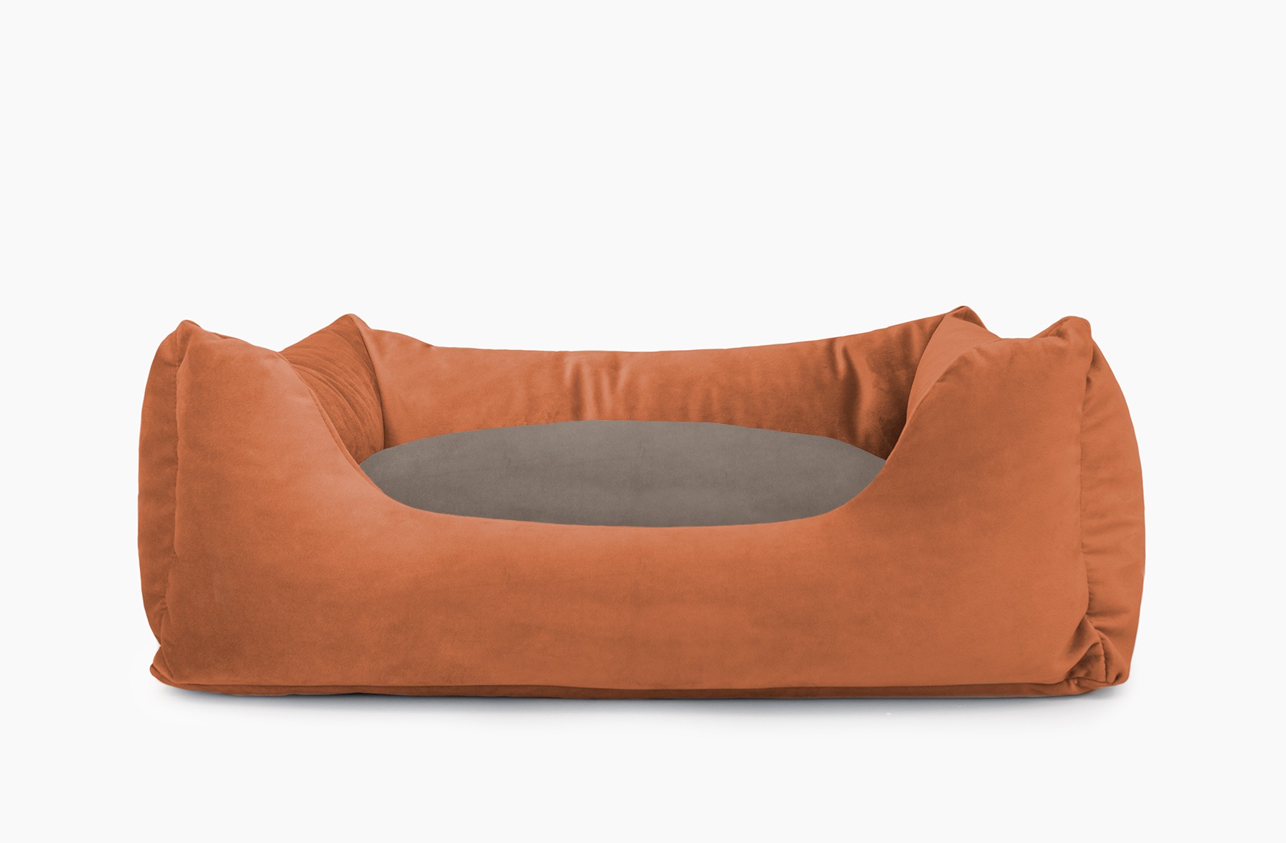 Cama para mascotas en color Teja con cojín Visón sin bordado