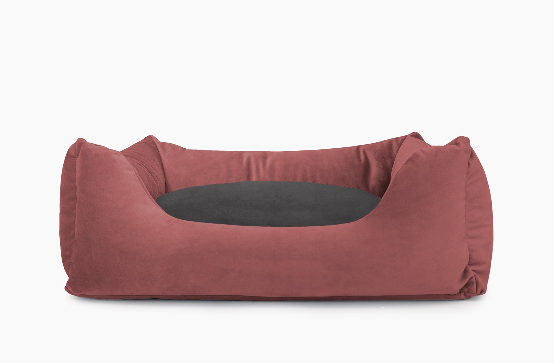 Cama para mascotas en color Vino con cojín Antracita sin bordado