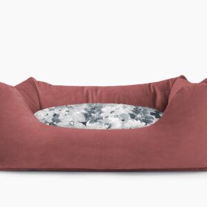 Cama para mascotas en color Vino con cojín Flores Agua sin bordado