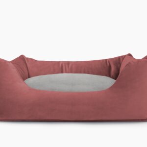 Cama para mascotas en color Vino con cojín Gris sin bordado