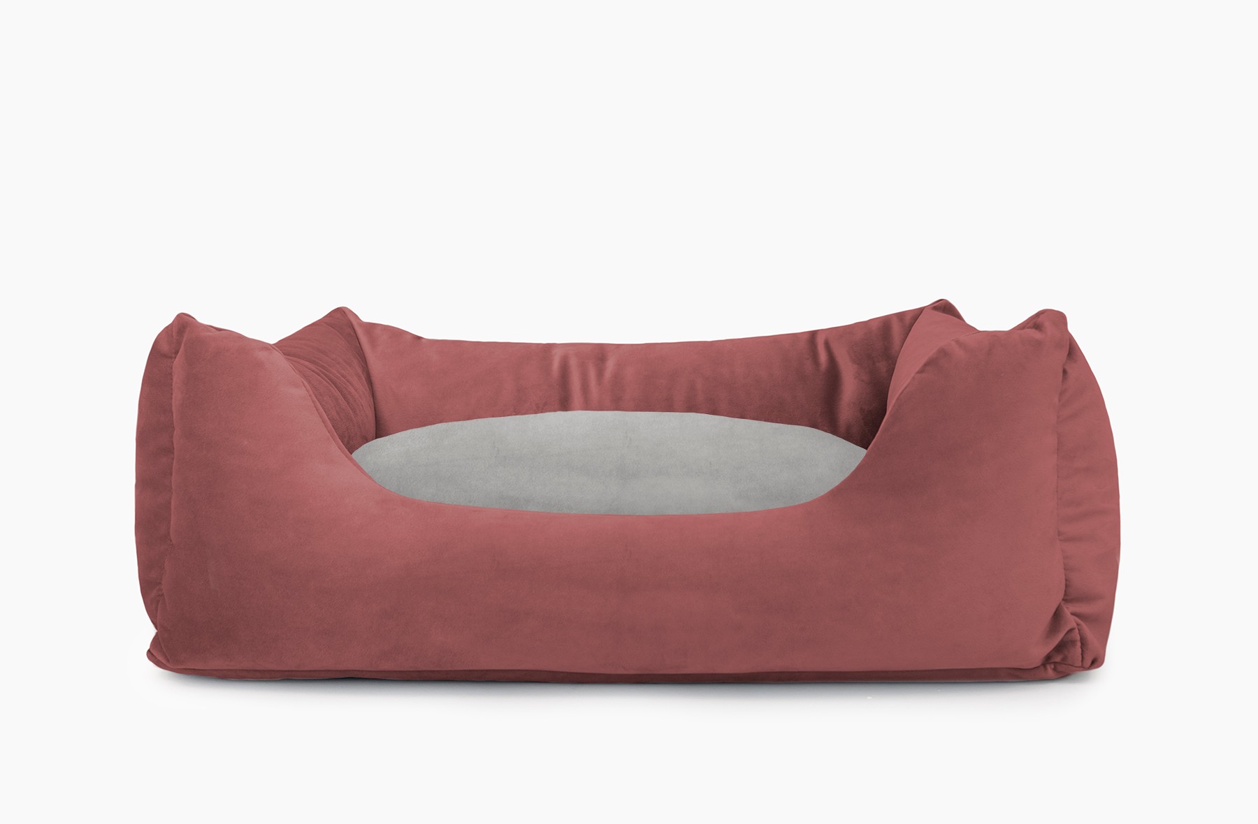 Cama para mascotas en color Vino con cojín Gris sin bordado