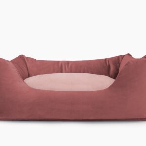 Cama para mascotas en color Vino con cojín Rosa Palo sin bordado