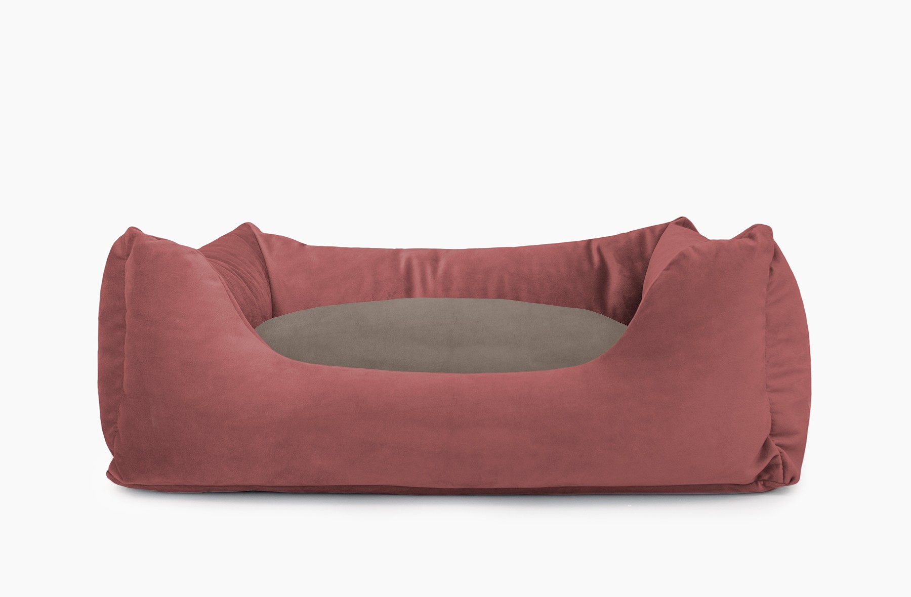 Cama para mascotas en color Vino con cojín Visón sin bordado