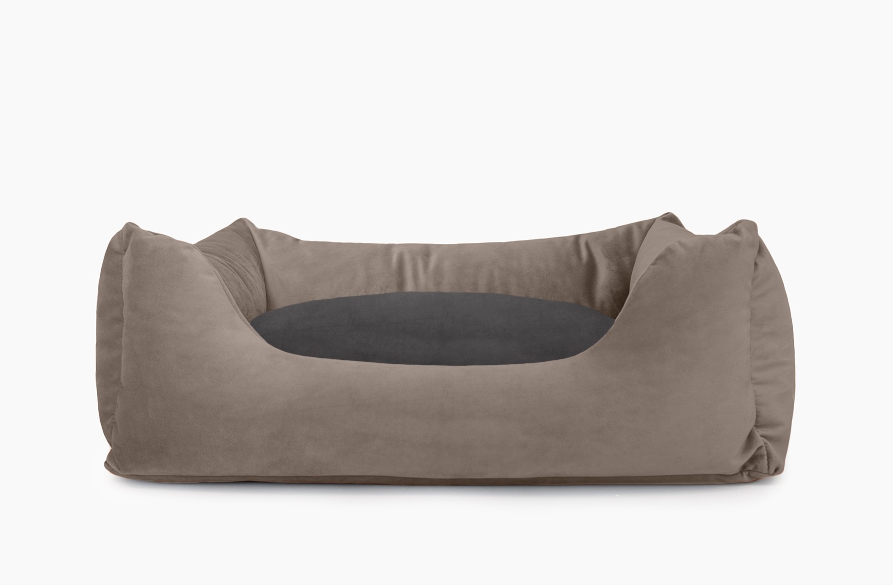 Cama para mascotas en color Visón con cojín Antracita sin bordado