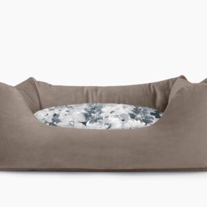 Cama para mascotas en color Visón con cojín Flores Agua sin bordado
