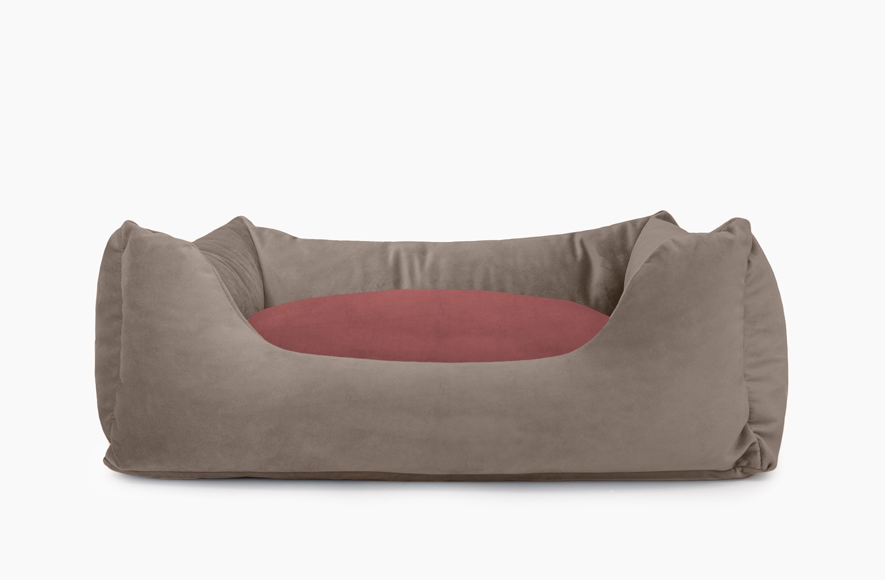 Cama para mascotas en color Visón con cojín Vino sin bordado