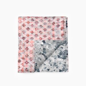Plaids en color Rombos Rosa con reverso en color Flores Agua